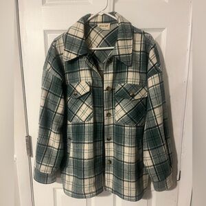 Plaid Jacket in Green and Cream